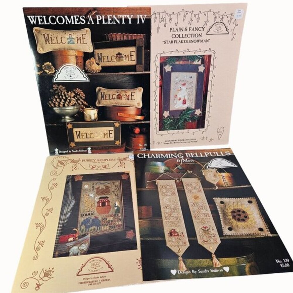 Homespun Elegance Cross Stitch Welcome Noahs Ark Bellpulls Snowman Lot 4 Leaflet